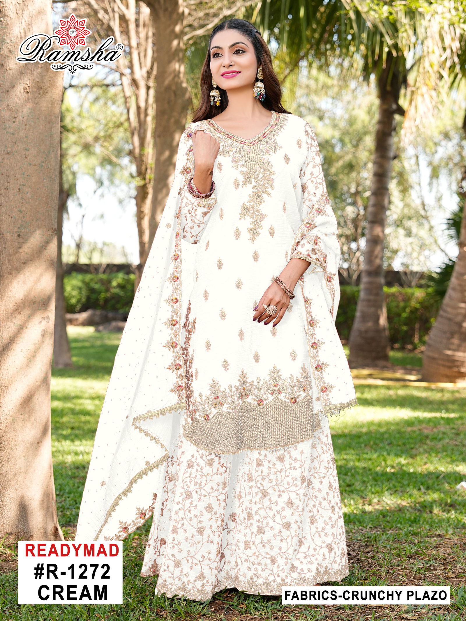 R 1272 Nx By Ramsha Crunchy Pakistani Readymade Suits Exporters In India